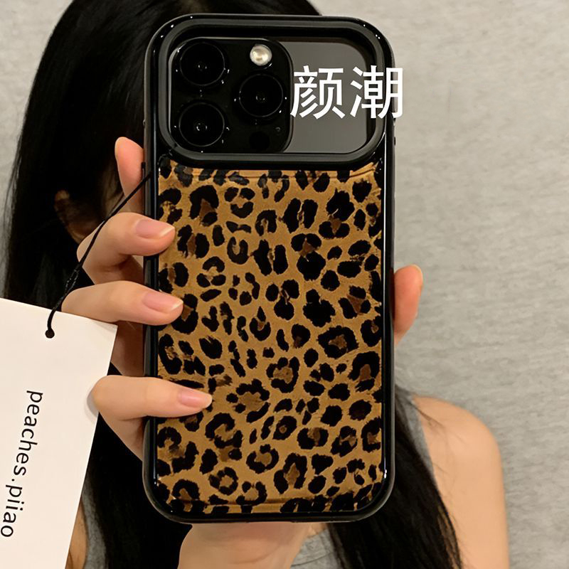 Phone Cases Brown - Ins Koreaanse stijl bruin luipaardprint lederen