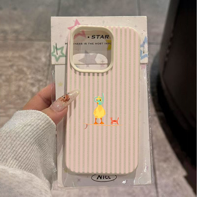 Phone Cases Yellow - Gestreepte duikende gele eend telefoonhoesje voor