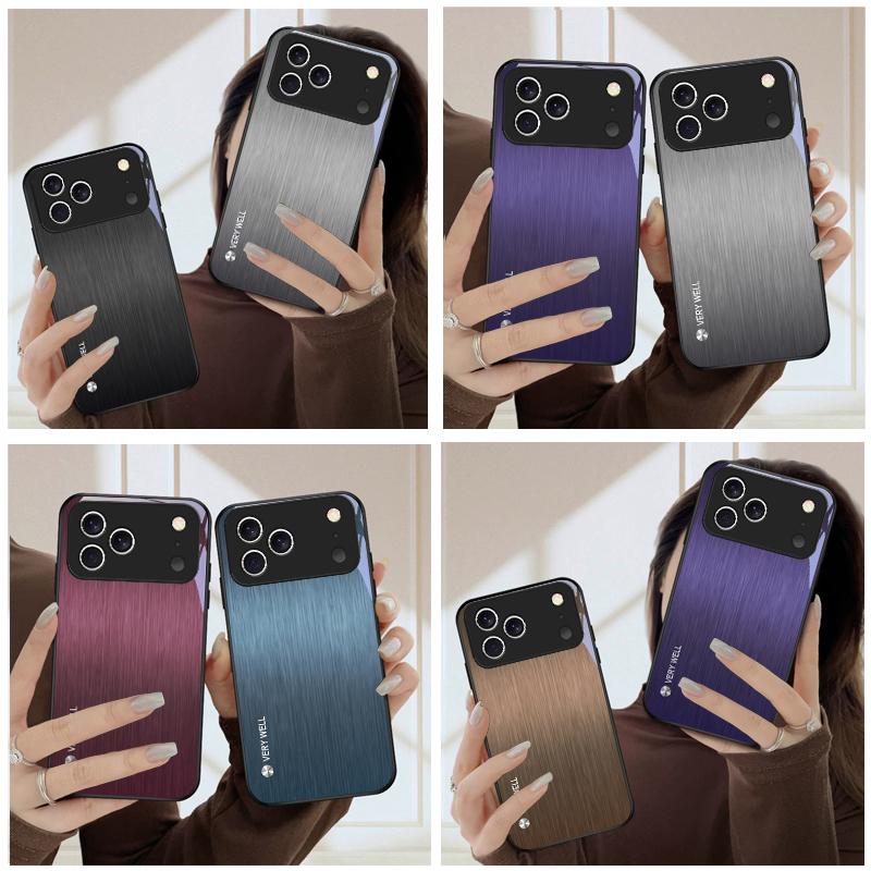 Phone Cases Metal - Minimaal geborsteld metalen telefoonhoesje voor iPhone