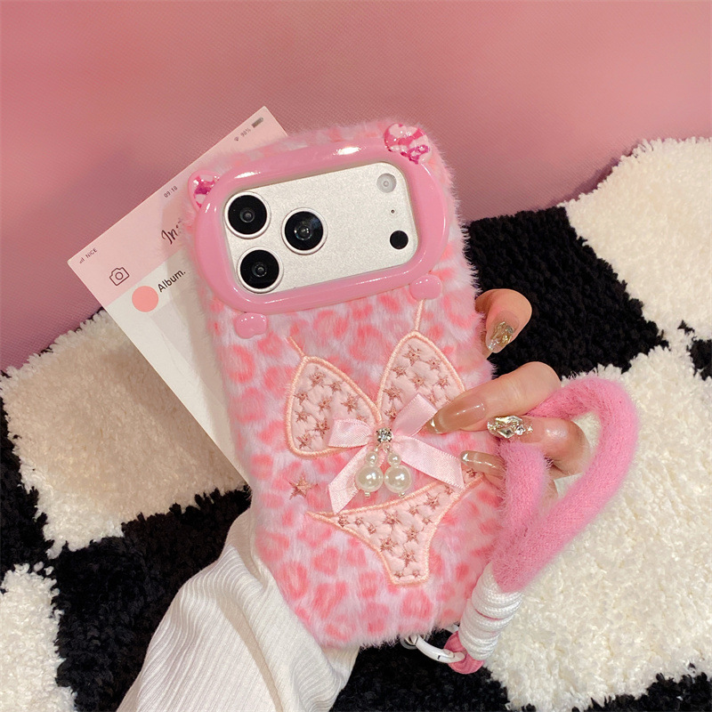 Phone Cases Iphone 17 - Luxe luipaardprint bikini patroon pluche telefoonhoesje
