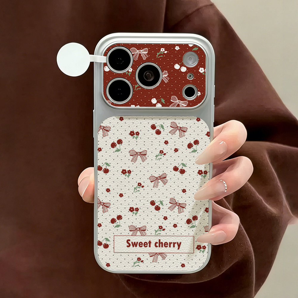 Phone Cases Quality - Zoete Kersen Lederen Telefoonhoesje voor iPhone