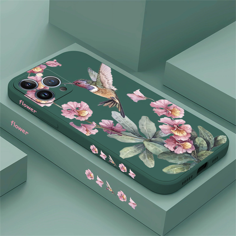 Phone Cases Dior - Geschilderde Bloemen Vogels Telefoonhoesje Voor iPhone