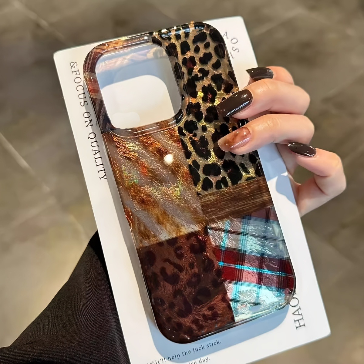 Phone Cases Brown - High-end luipaardprint en aluminiumfolie ontwerp telefoonhoesje