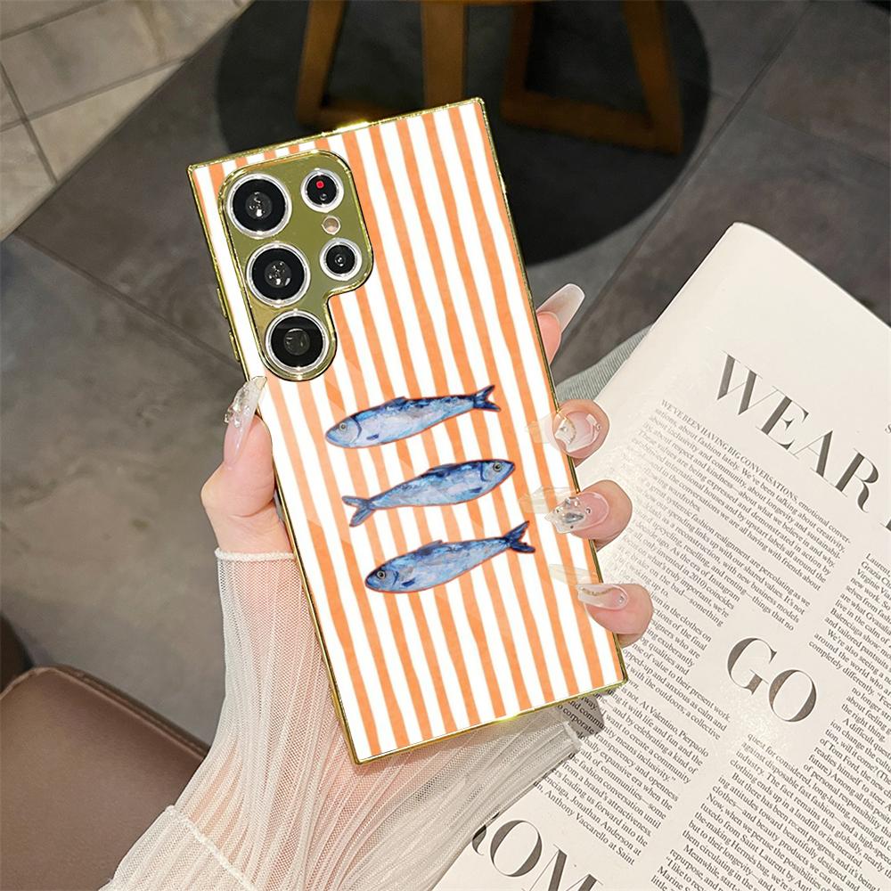 Phone Cases Metal - Ocean Life Gestreepte Telefoonhoesje voor Samsung