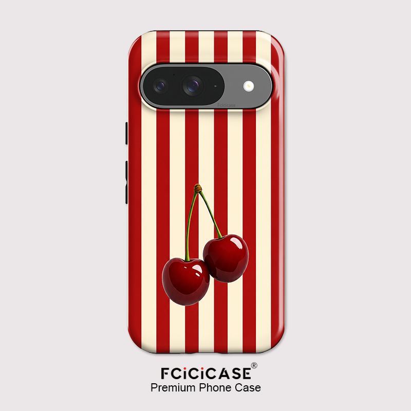 Phone Cases Google Pixel 9 - Fcicicase Telefoonhoesje met kersenstrepenpatroon voor Google