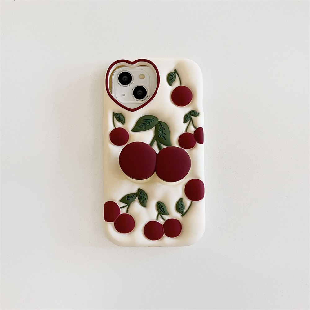Phone Cases Dior - Grappige Cartoon 3D Kersen Kickstand Case