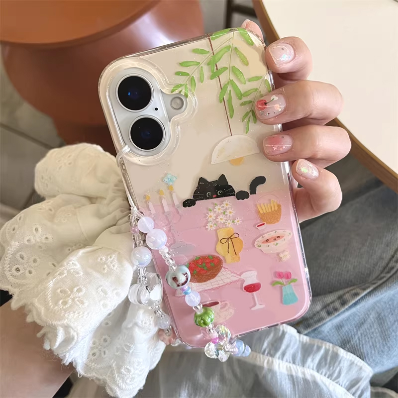 Cute Anime Case - Schattig meisje eettafel kleine zwarte kat