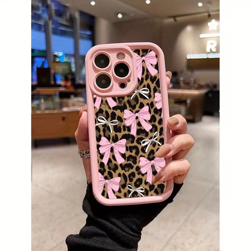 Phone Cases Iphone 17 - Telefoonhoesje met luipaardprint en strik voor