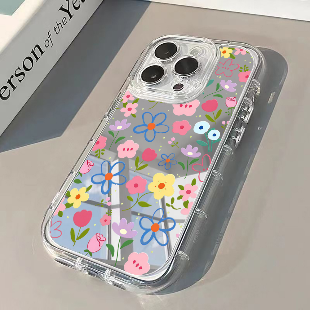 Phone Cases Xr Iphone - Koreaanse Ins Style Bloemige Zilveren Spiegel
