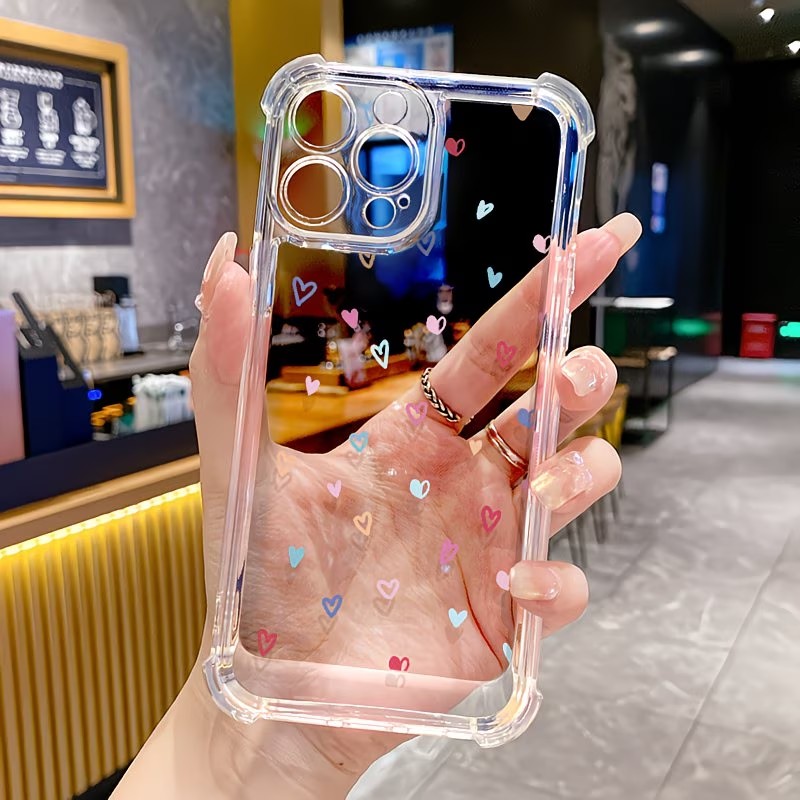 Phone Cases Xr Iphone - Transparante hoekbeschermende telefoonhoes met kleurrijke harten